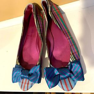 Coach Multicolor Striped Flats with Bow